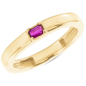 Stackable Ruby Gold Ring – Minimalist July Birthstone Jewelry, Small Gemstone Ring, Statement Gift for Her