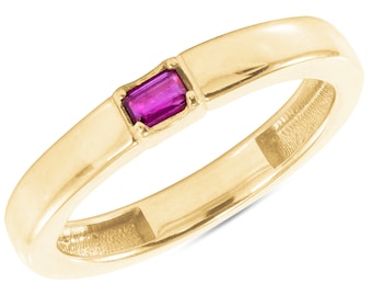 Stapelbarer Rubin Gold Ring - Minimalistischer Juli Geburtsstein Schmuck, kleiner Edelstein Ring, Statement Geschenk für Sie