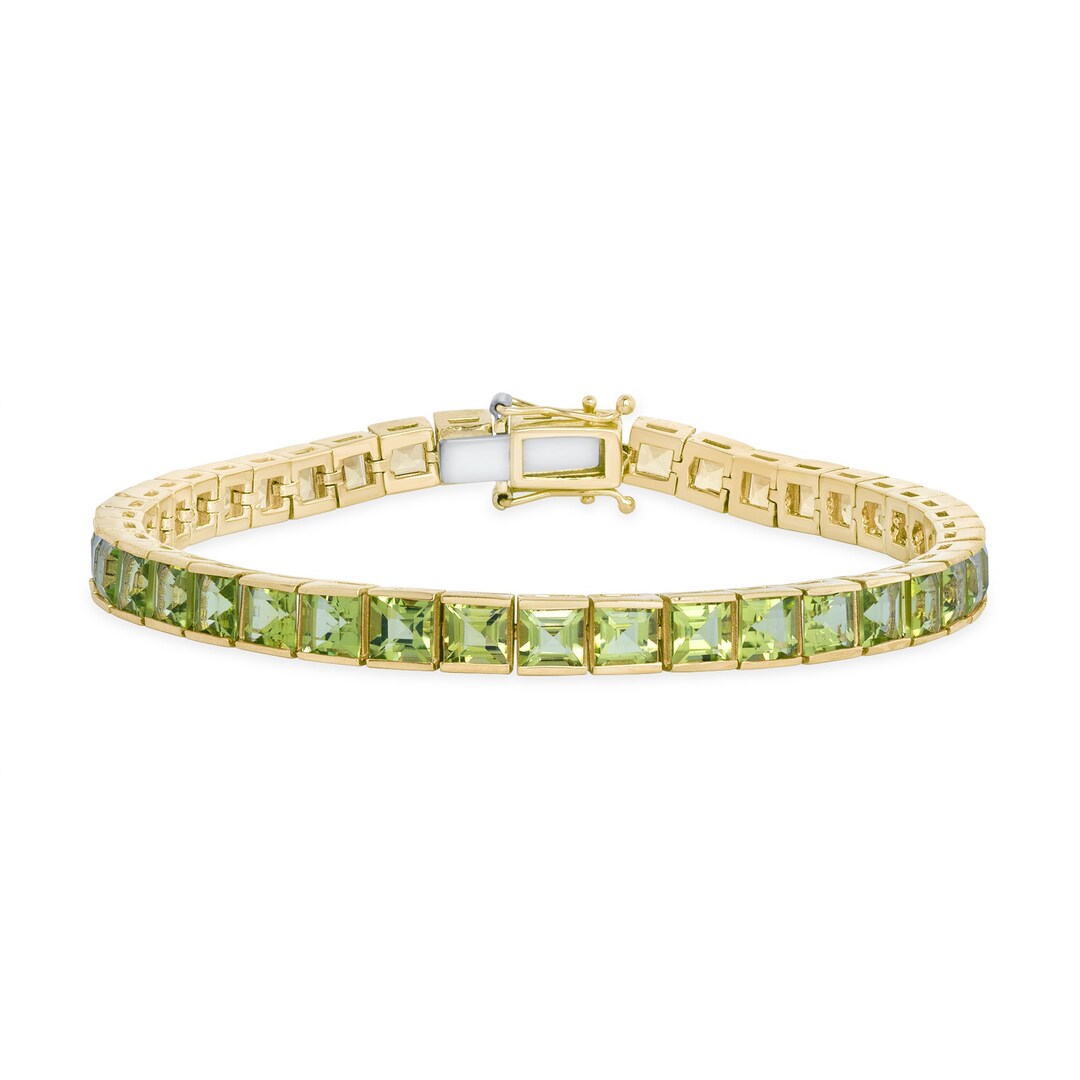 Women's Green Citrine & Topaz Silver Bracelet – Lab-Created Gemstone Handchain – Party Jewelry