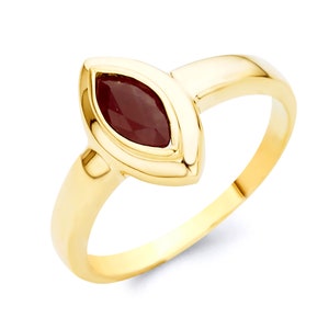 Elegant Woman Ring, Ruby Bezel Gold Ring, Ruby Ring, Minimalist Jewelry, July Birthstone Gift, Statement Ring Woman, Solid Gold Ring 10k