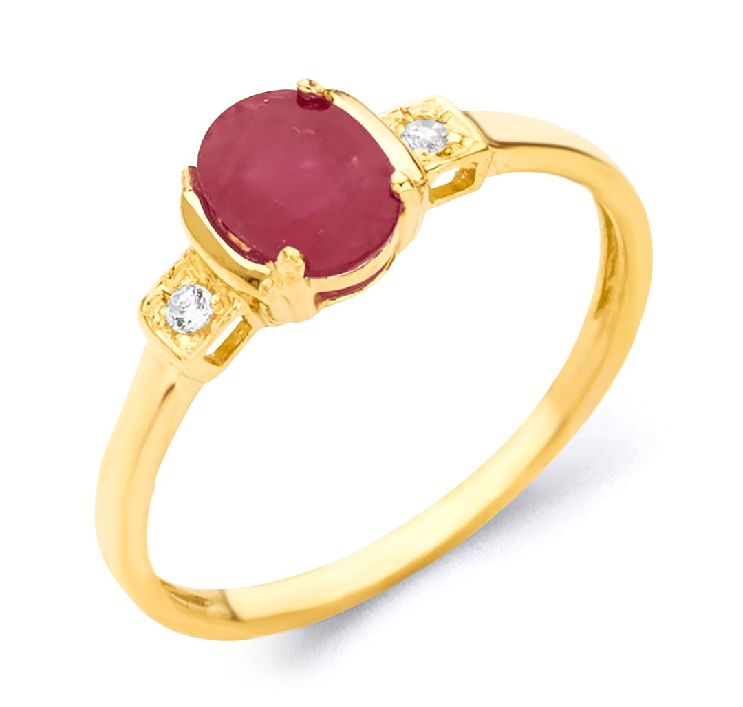 Solid Gold Ruby Ring With White Diamonds, July Birthstone Available in ...