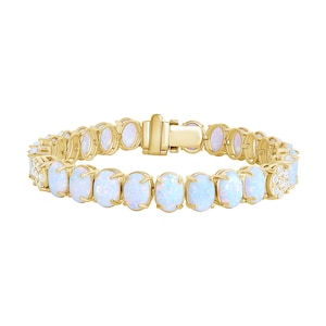 Gold Opal Bracelet With Diamonds, Diamond Gold Bracelet With Opal, October Birthstone Jewelry, Women&#39;s Bracelet, Birthday Gift October