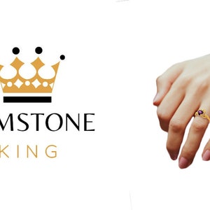 May include: A gold ring with a purple gemstone set in a crown design. The ring is on a person's finger. The image also includes the logo for Gemstone King, which features a gold crown and the text "Gemstone King".