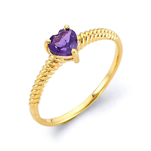 Heart Shaped Amethyst Gold Ring, Minimalist Jewelry, February Birthstone Ring, Gold Ring With Heart, Valentine Gift For Her