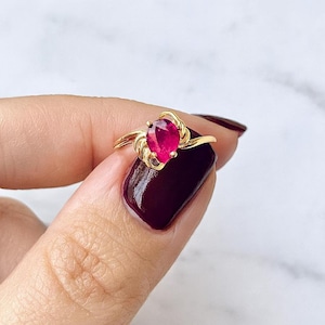 Vintage Pear Cut Ruby Ring • Solid Gold July Birthstone available in 10K & 14K