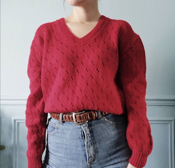Hand Made Berry Red Sweater