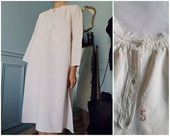 Edwardian French Antique Monogrammed Nightgown