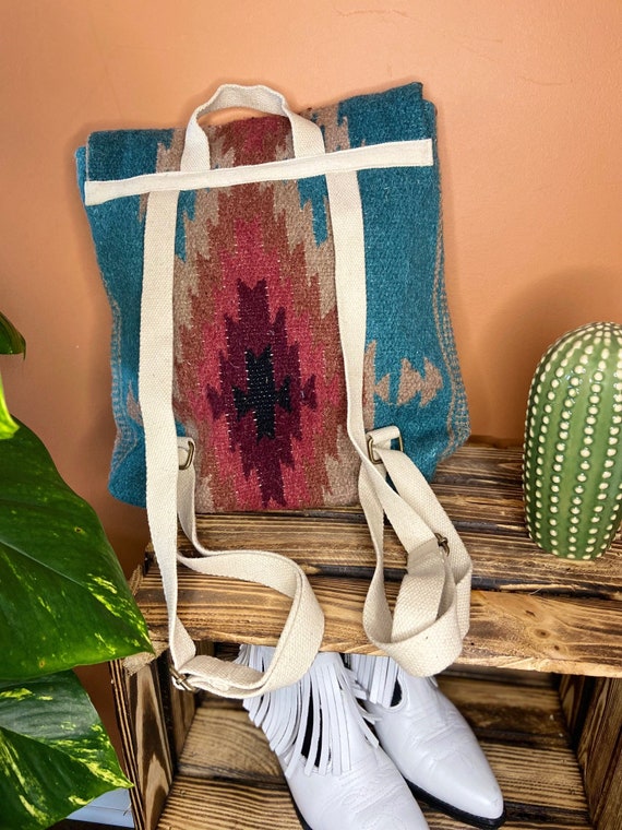 Teal burgundy & Tan Aztec bag - image 3