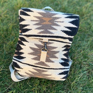 Cream & Black Aztec back pack