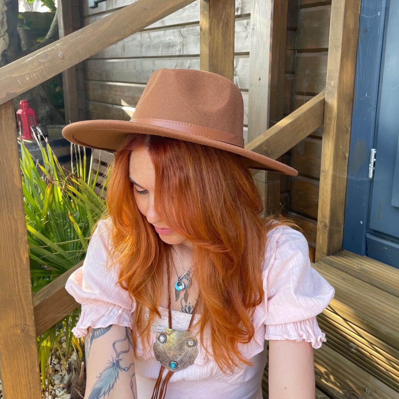 Vintage-inspired Wide Brim Bolero With Luxe Leather Band - Etsy display picture 3
