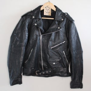 Vintage leather 80s biker jacket