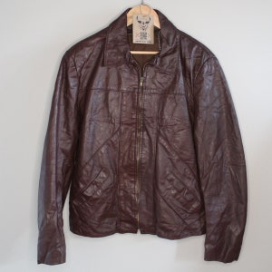 Blouson en cuir slim marron vintage pour homme