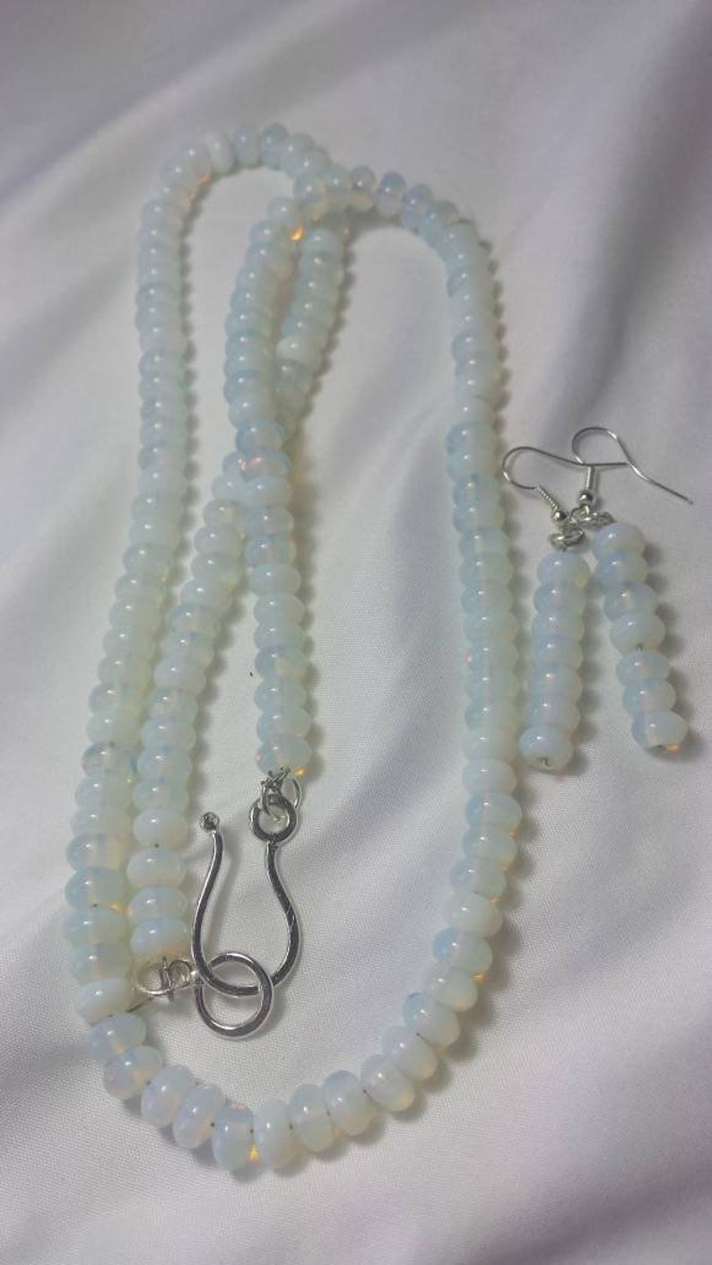 Opal Bead Necklace and Earrings