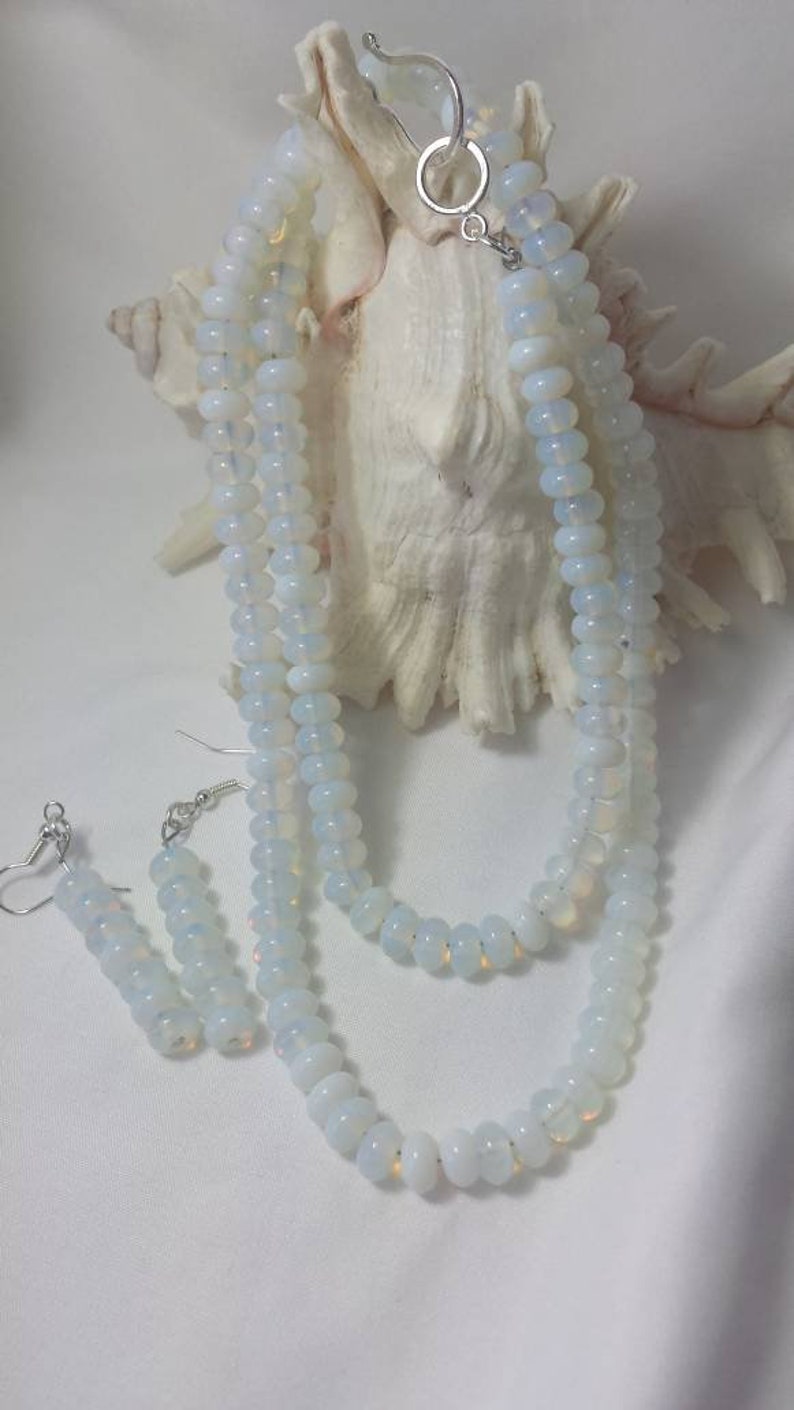 Opal Bead Necklace and Earrings