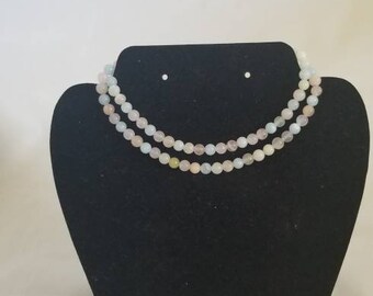 Aquamarine and Morganite Bead Necklace