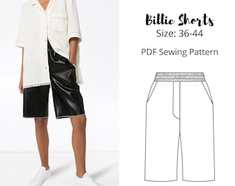 Knee-length Shorts Sewing Pattern | Bermuda shorts Pdf Sewing Pattern | Wide leg shorts