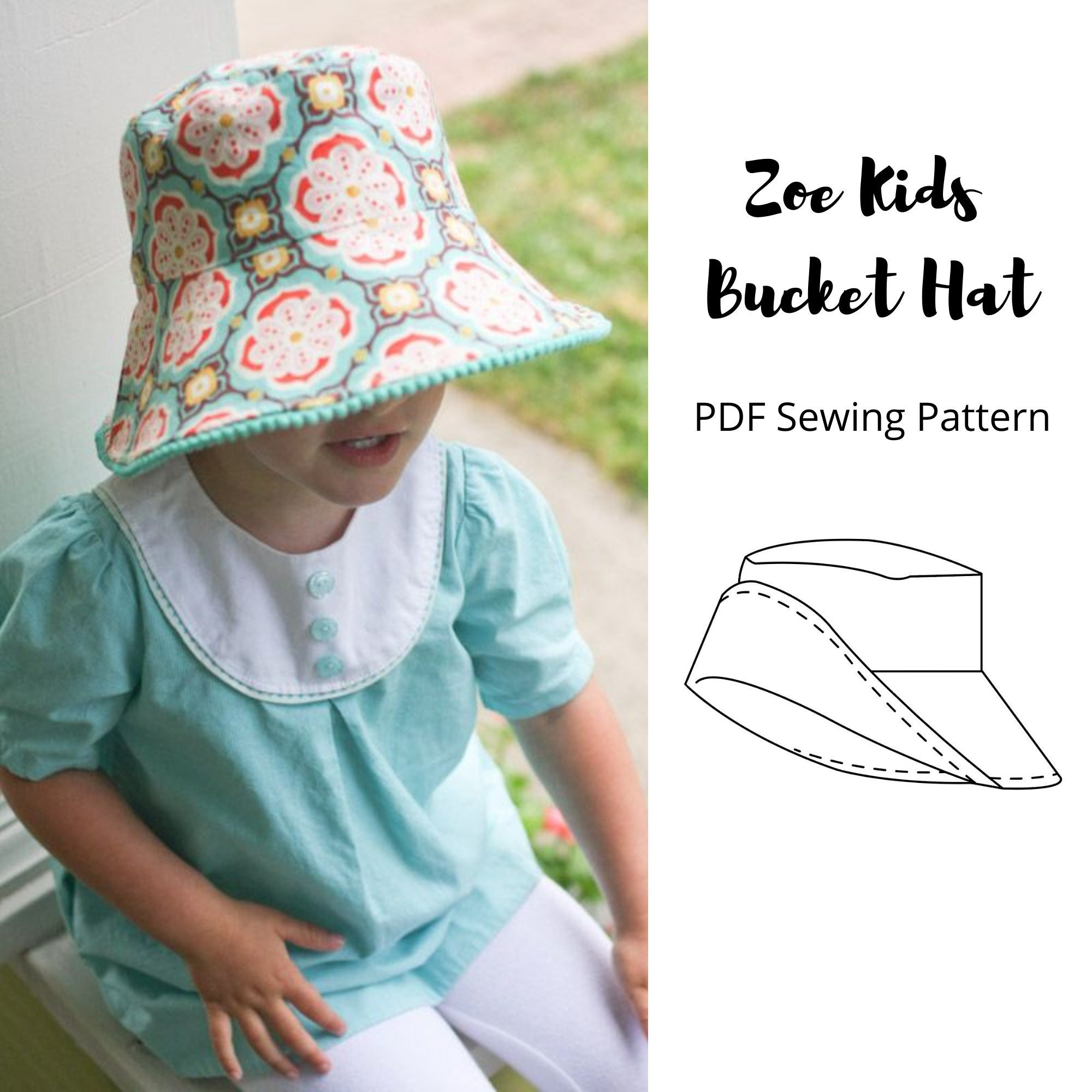 Adorable Bucket Hat for Children fits Head 20 Digital PDF Sewing Pattern -   Hong Kong