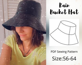 Rain Bucket Hat Wide Brims PDF Sewing Pattern | Size 56-64