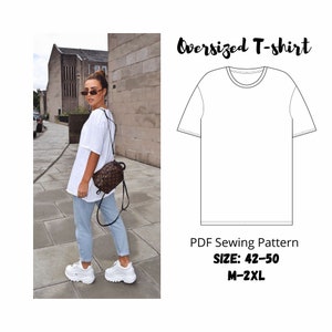 Oversized T-shirt Big Sizes M-2XL | PDF Sewing Pattern | Women&#39;s Patterns