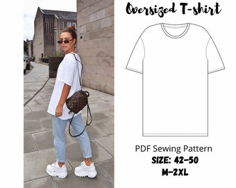 Oversized T-shirt grote maten M-2XL | PDF-naaipatroon | Damespatronen