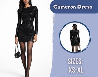 Homecoming Bodycon Mini Dress PDF Sewing Pattern | Long Sleeve Fitted Stretch Dress