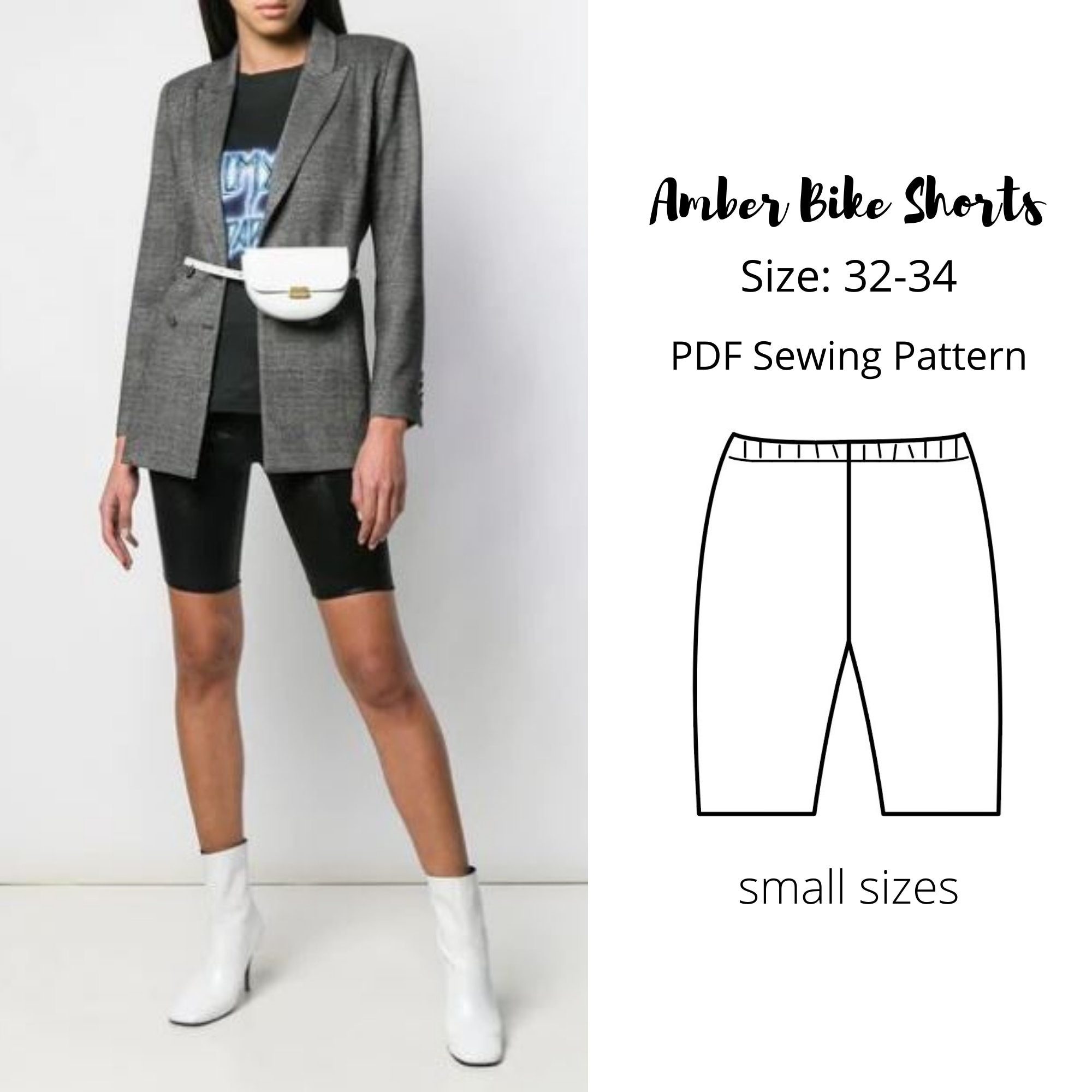 Amber Cycling Shorts Women PDF Sewing Pattern Small Size Etsy