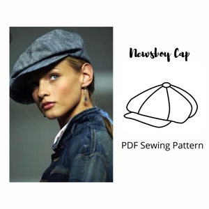 6 Panels Women Flat Newsboy Cap PDF Sewing Pattern | Hat Pattern Instant Download