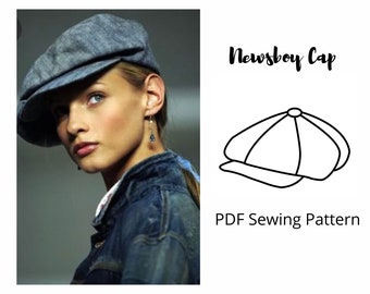 6 Panels Women Flat Newsboy Cap PDF Sewing Pattern | Hat Pattern Instant Download