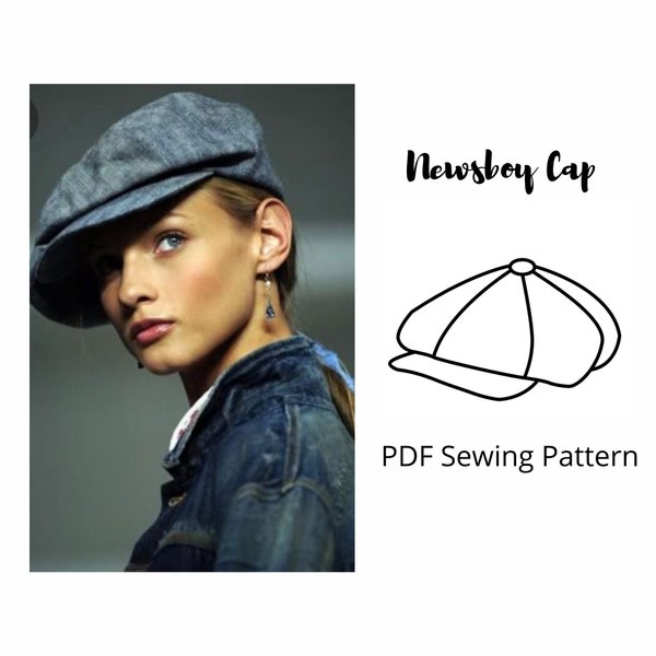 6 Panels Women Flat Newsboy Cap PDF Sewing Pattern | Hat Pattern Instant Download