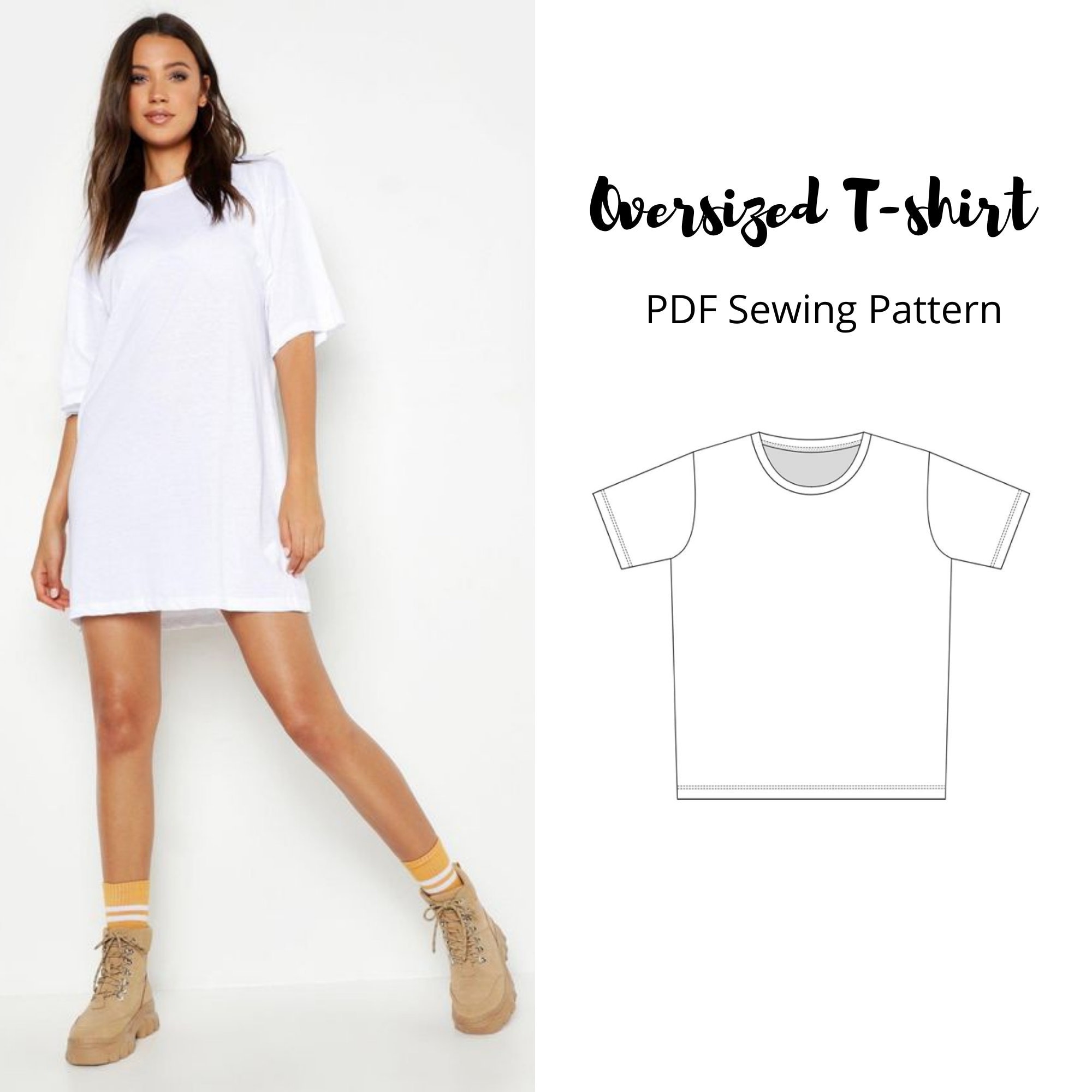 PDF Oversized Women Tee Sewing Pattern Instant download Etsy