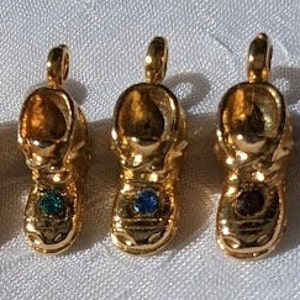 Gold baby shoe charms with birthstones sale