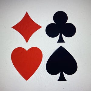 Playing Cards Suit Shapes Hearts Diamonds Clubs & Spade Sticker Decals Indoor and Outdoor use for Kids rooms, Bikes and Skateboards