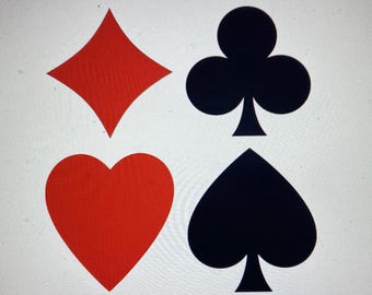 Playing Cards Suit Shapes Hearts Diamonds Clubs & Spade Sticker Decals Indoor and Outdoor use for Kids rooms, Bikes and Skateboards