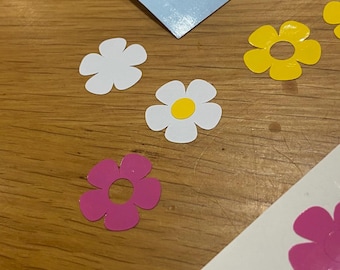 Daisy Shape Vinyl Sticker Sheet Decals Indoor and Outdoor use for Kids rooms, Bikes and Skateboards