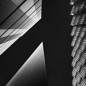 London Modern Architecture Wall Art — Sharp Geometric Black and White Photography, Abstract Skyscraper Print — Sharp Architecture