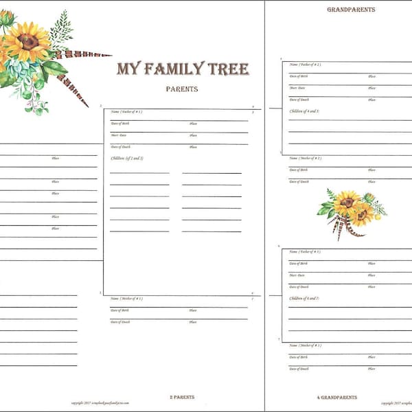 Printable 7 Generation Family Tree Chart - Etsy