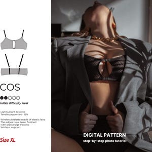 XL Size Bralette Sewing Pattern PDF – Digital Lingerie Pattern, Wireless Bra, Stretch Fabric, Photo Tutorial, Instant Download
