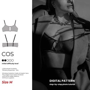 M Size Bralette Sewing Pattern PDF – Digital Lingerie Pattern, Wireless Bra, Stretch Fabric, Photo Tutorial, Instant Download
