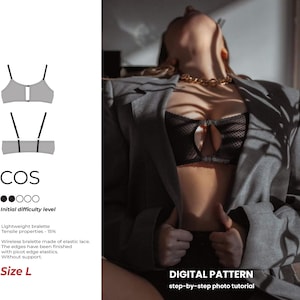 L Size Bralette Sewing Pattern PDF – Digital Lingerie Pattern, Wireless Bra, Stretch Fabric, Photo Tutorial, Instant Download