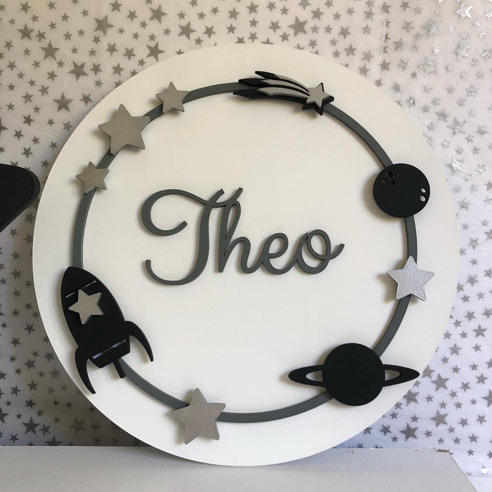 Space Themed Name Decoration / Wall Name / Boys Bedroom Decor Etsy
