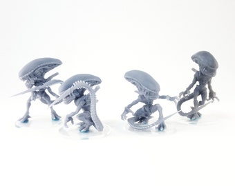 Chibi - Claw Snake Drones x4 - 3d Printed Miniatures