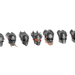 1/18th scale - Predator Masks x7 - 3d Printed Accessories