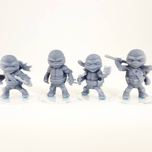 Chibi - Sewer Samurai Turtles - 3d Printed Miniatures
