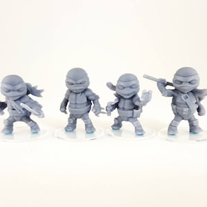 Chibi - Sewer Samurai Turtles - 3d Printed Miniatures