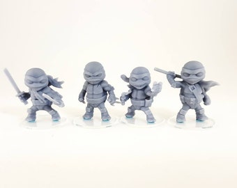 Chibi - Sewer Samurai Turtles - 3d Printed Miniatures