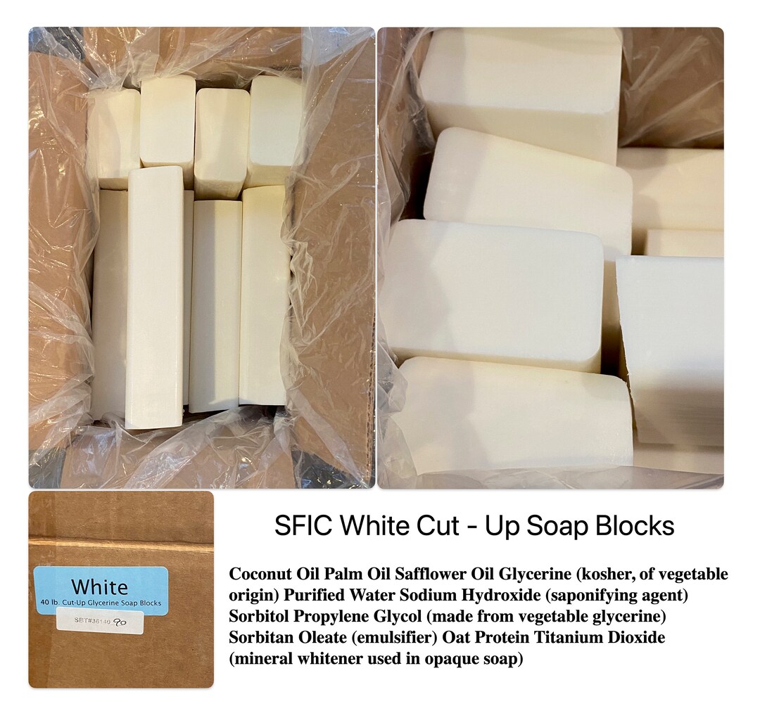 SFIC White Glycerine Soap Base Unscented SLS Free Cut up Soap Blocks