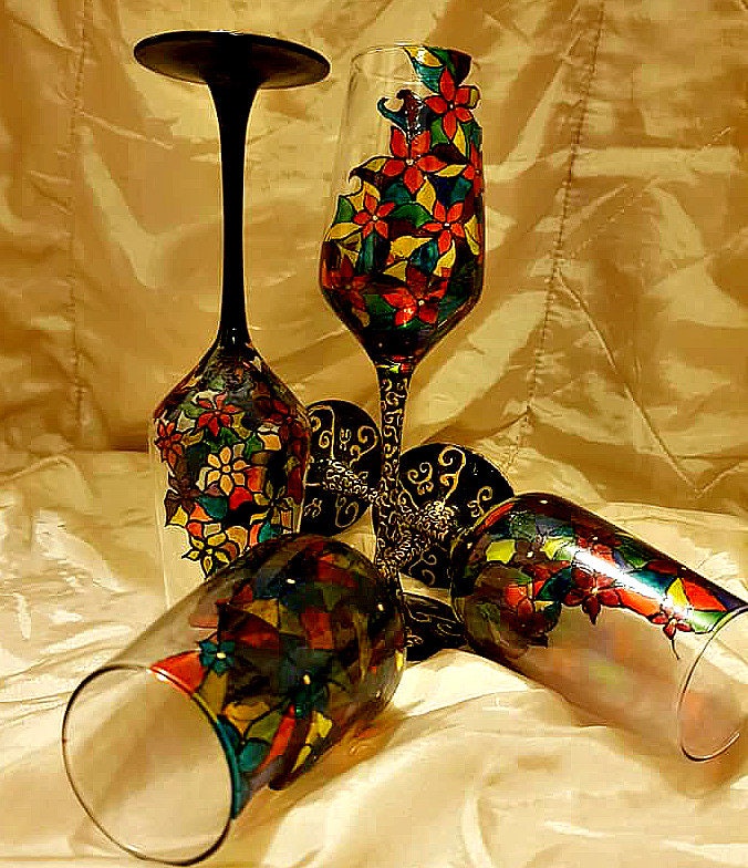 Stained glass wine glasses Etsy