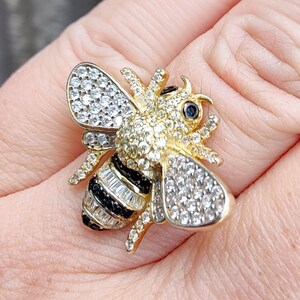 Vintage Ring Bee Ring Clear Swarovski Crystals 18kt Gold Insect Womans Jewlery Handmade R681 Antique Rings Limited Stock Never Worn Etsy Canada