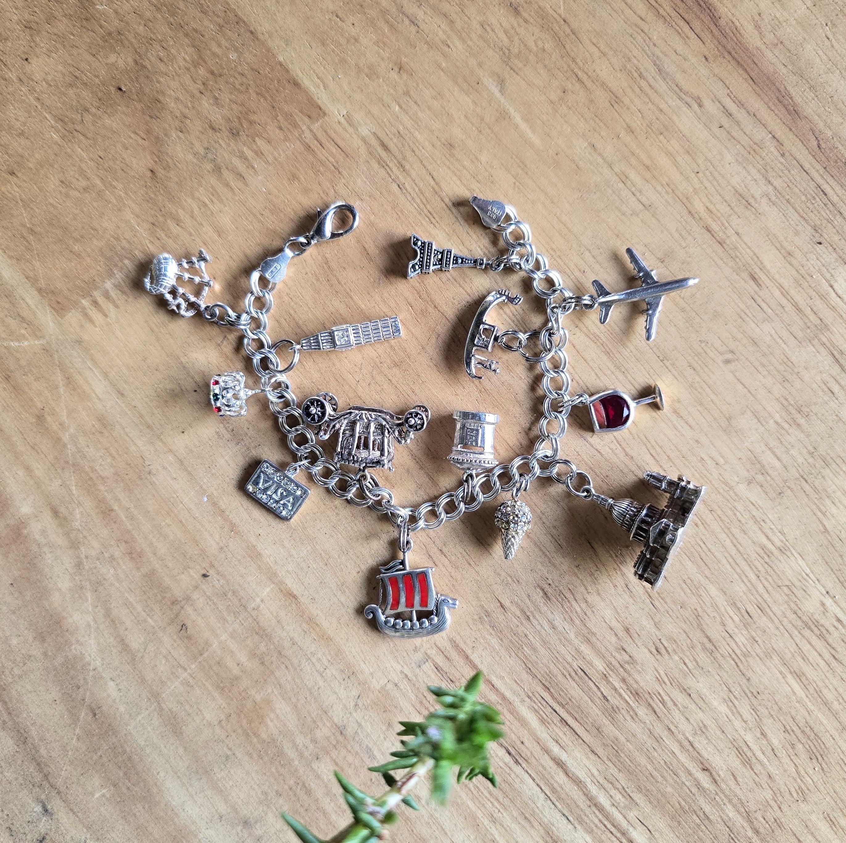 MCM 925 Stamped European Travel Souvenir Charm Bracelet GREECE MEMORIES .925 Sterling Silver Travel Souvenir Charm  main image 2
