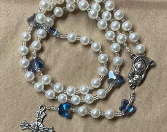 Hand-Strung Blue Butterfly Rosary